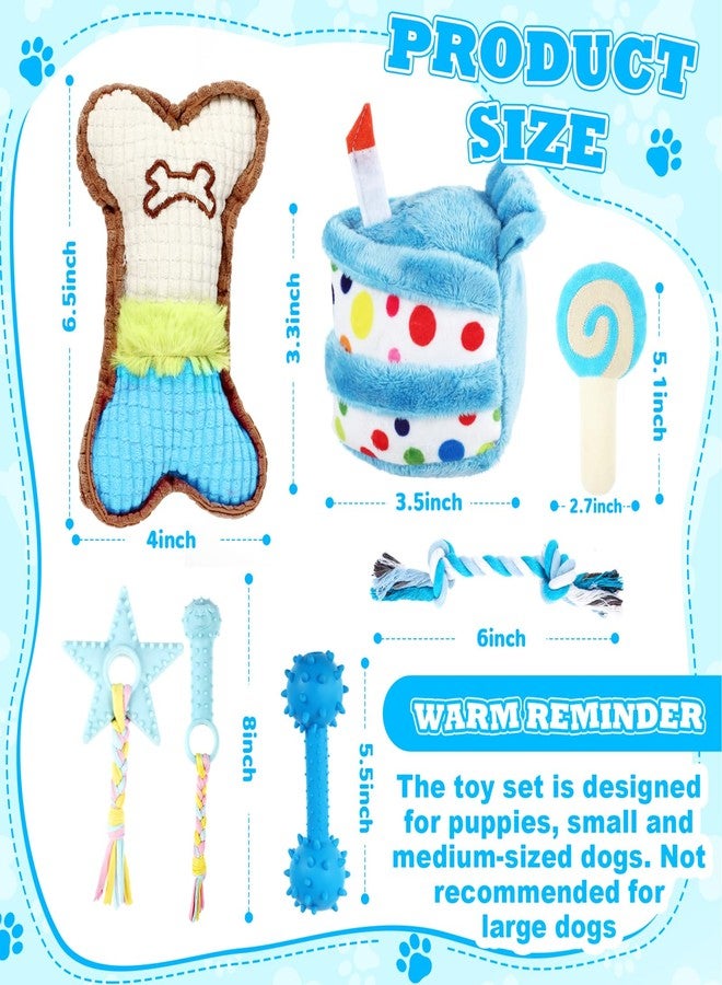 RoundFunny 23 Pcs Dog Birthday Party Supplies Set Birthday Toys Cake Teething Squeak Interactive Decorations with Box for Puppy Small Medium Dog(Blue) - Image 2